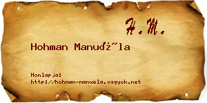 Hohman Manuéla névjegykártya